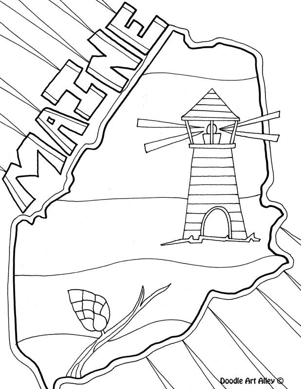Maine Coloring Page by Doodle Art Alley | Coloring pages, Doodles ...