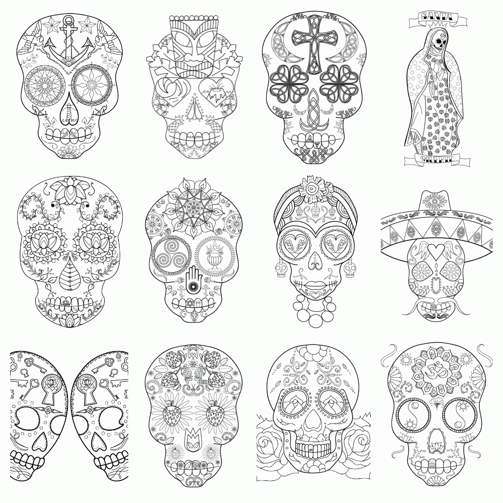 Sugar Skull Coloring Book Launch and Free Printable Adult Coloring ...