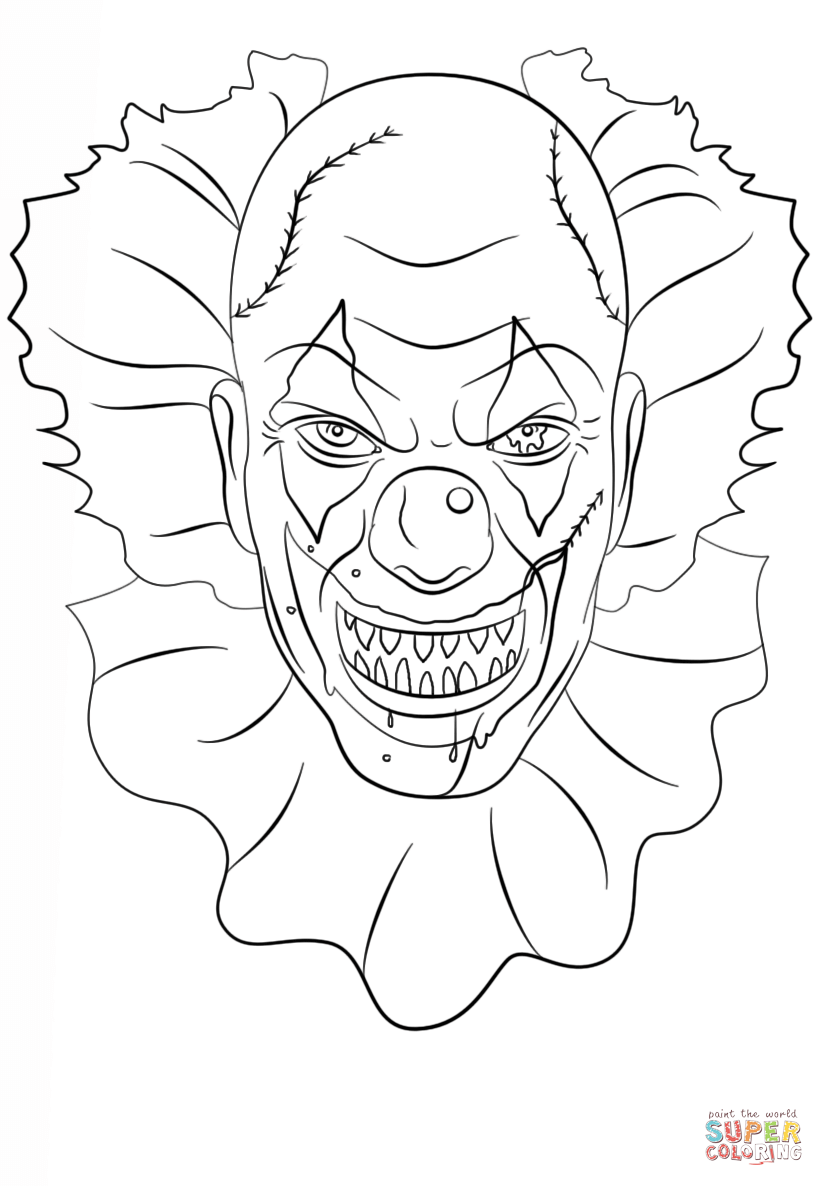 Scary Clown coloring page | Free Printable Coloring Pages