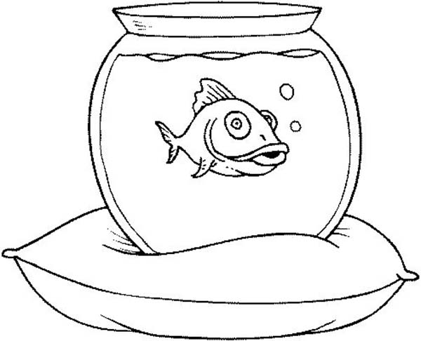 Fish Tank on a Pillow Coloring Page - NetArt