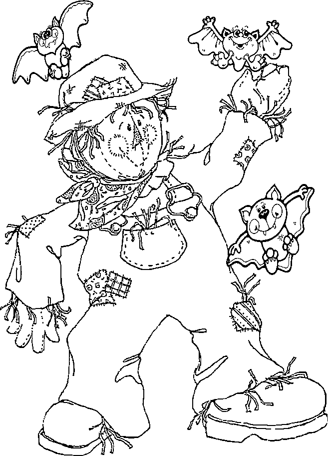 Kids Scarecrow Coloring Pages