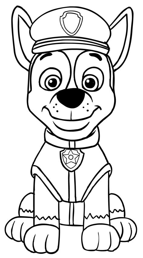 Paw patrol chase coloring pages | Paw patrol coloring