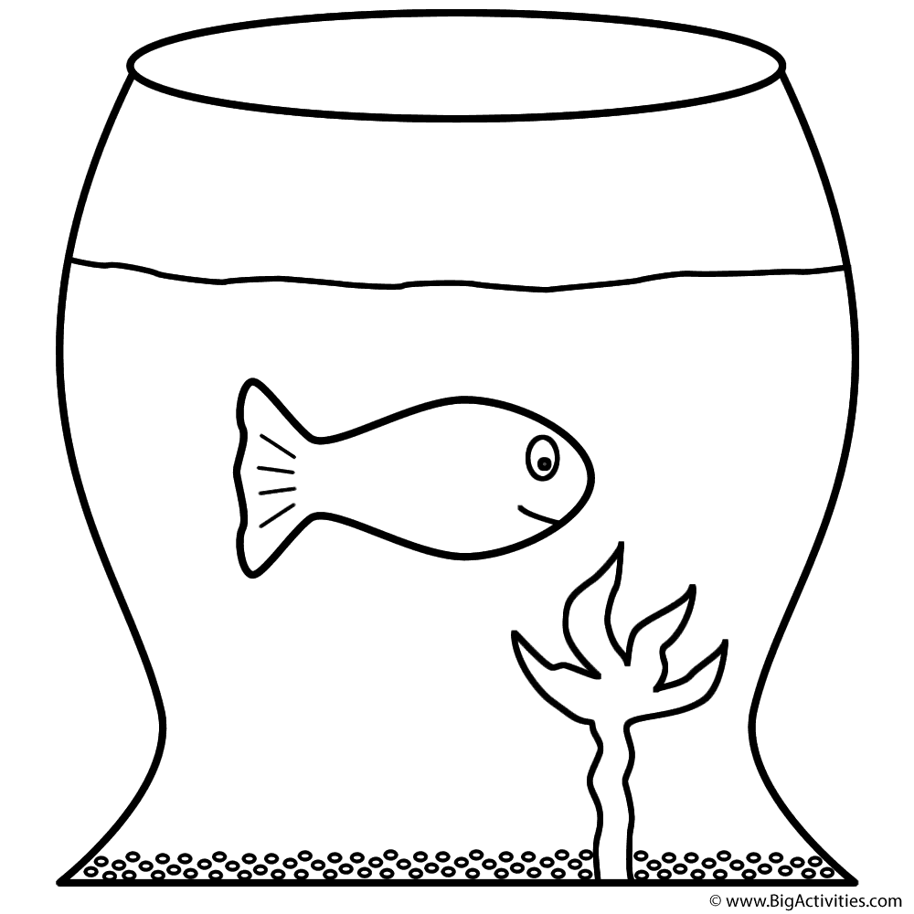 Goldfish in Fish Bowl - Coloring Page (Fish)