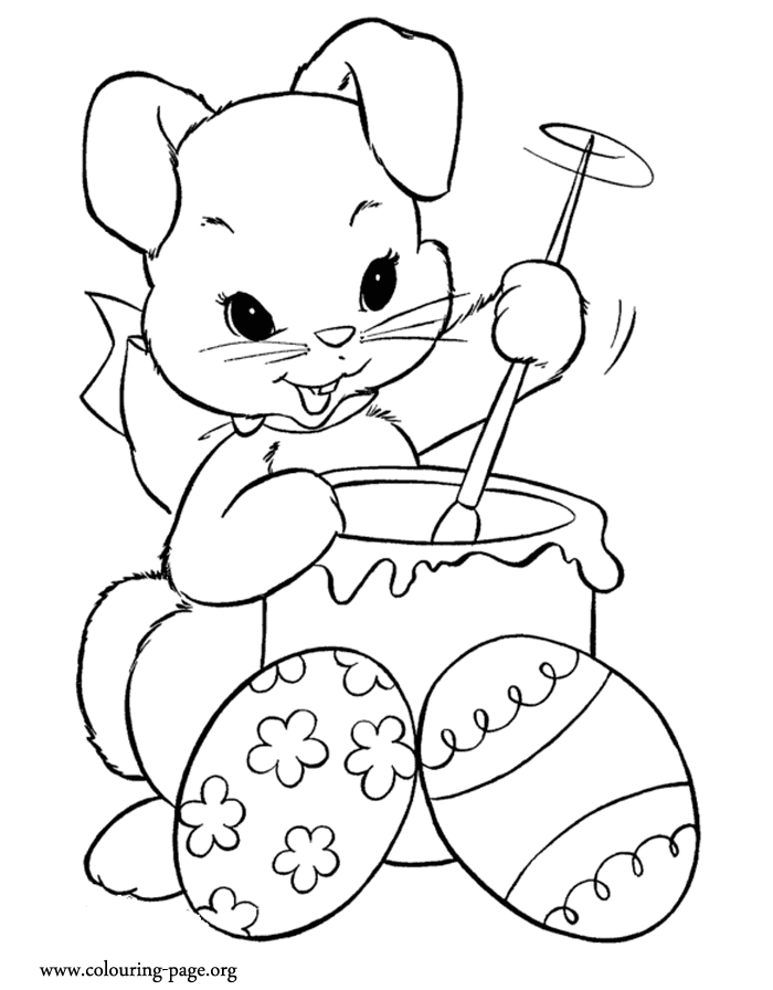 Easter - Bunny coloring Easter eggs coloring page