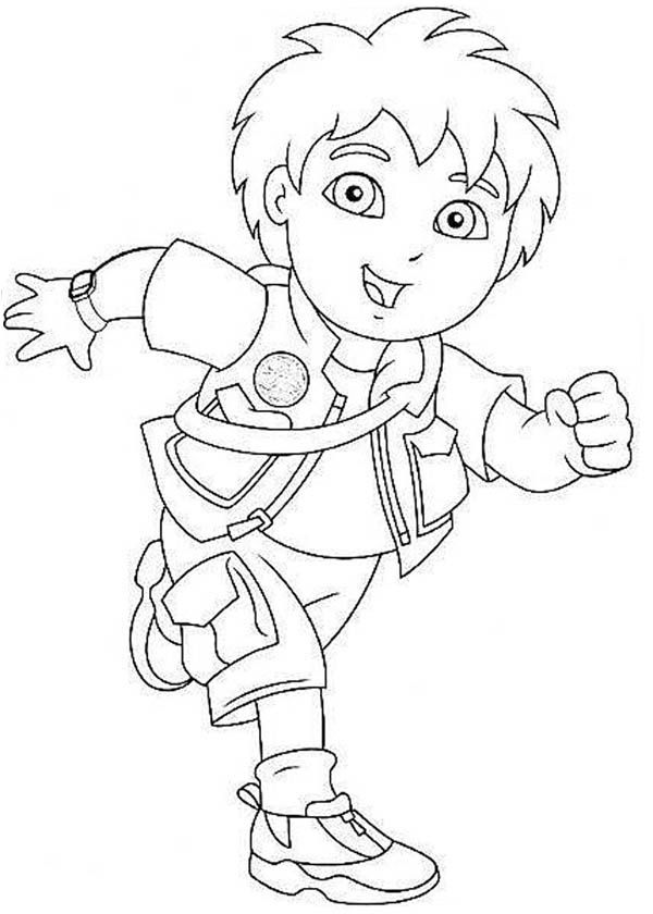 Diego in Good Spirit in Go Diego Go Coloring Page - NetArt