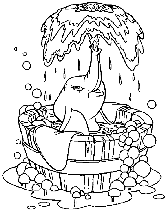 Dumbo Taking A Bath Coloring Pages For Kids #cNp : Printable Dumbo ...