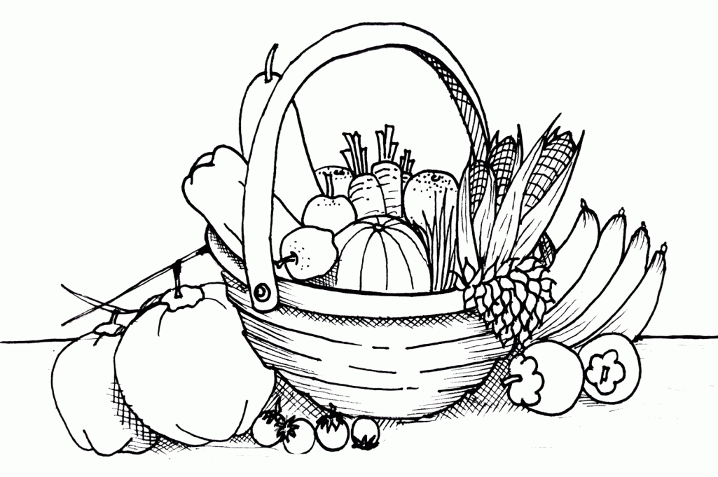 Colouring Images Of Fruit Basket - Coloring