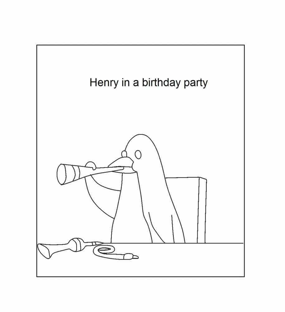 Henry on a party coloring printable