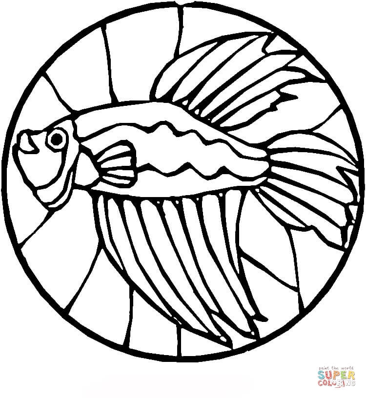 Stained Glass Fish coloring page | Free Printable Coloring Pages