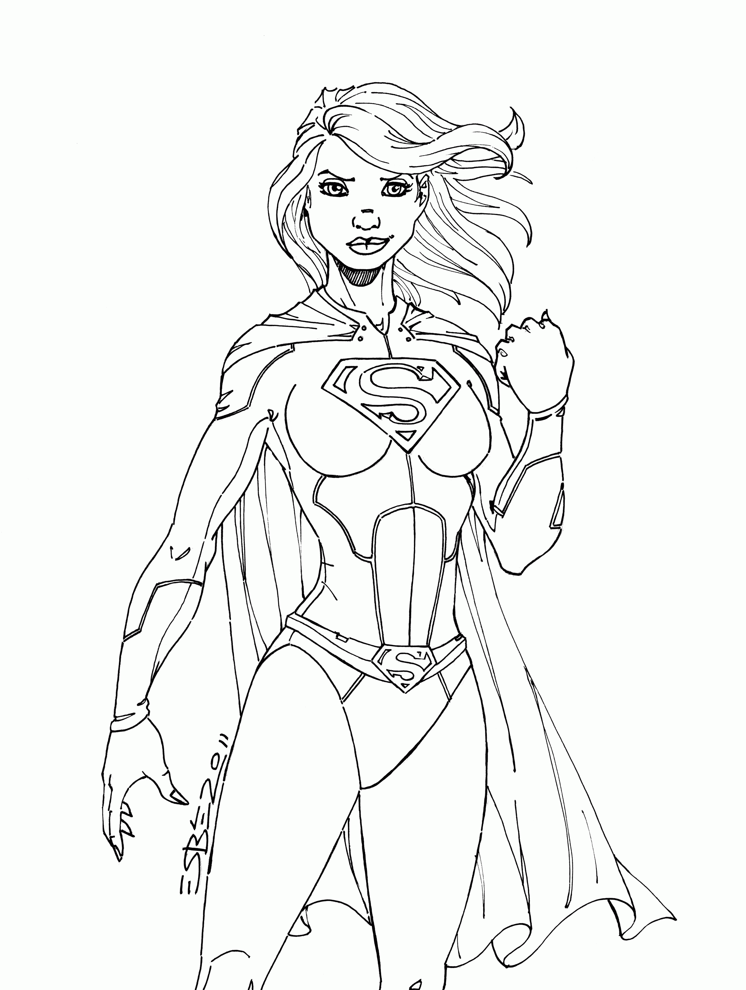 Supergirl Colouring - Coloring Pages for Kids and for Adults