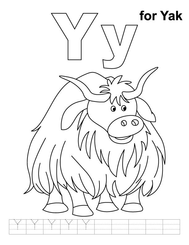 Y for yak coloring page with handwriting practice | Download Free ...