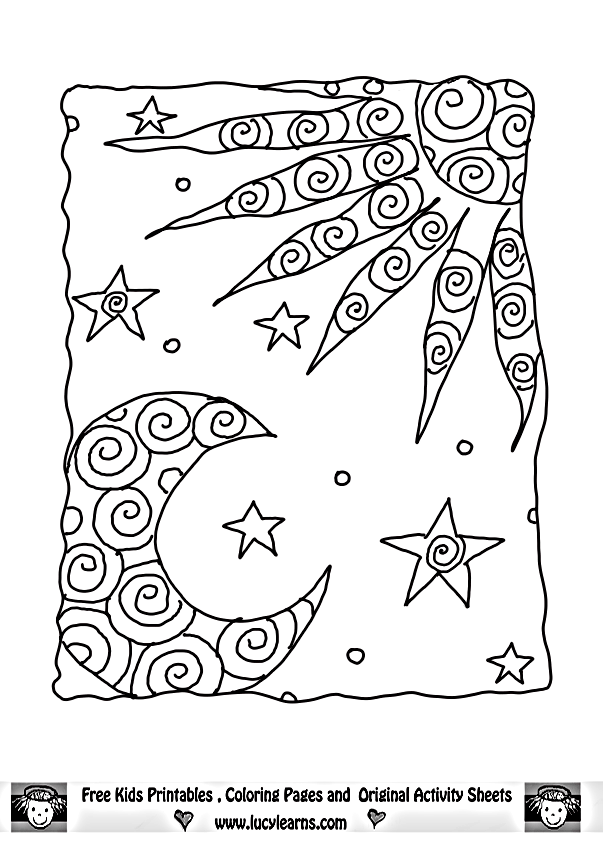 iColor The Moon & Stars Take a moment to meditate the next time you look  at the night sky. Tho… | Moon coloring pages, Sun coloring pages, Mandala coloring  pages