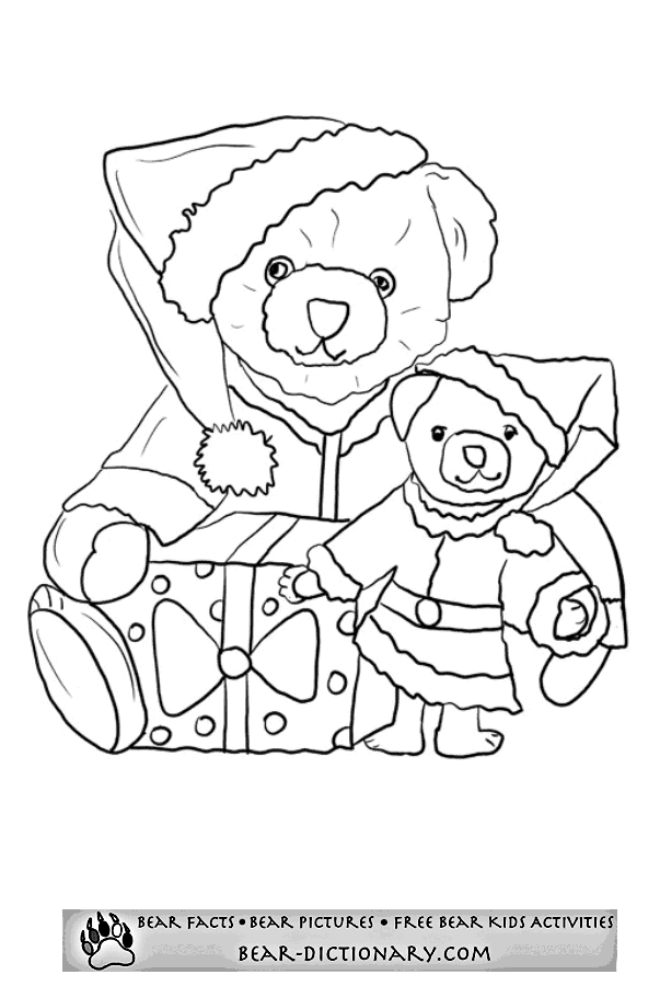 Bear Christmas Coloring Page,Toby