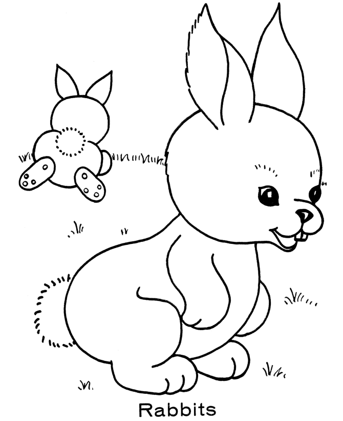 Easter Bunny Coloring Pages | BlueBonkers - pair of bunnies free ...