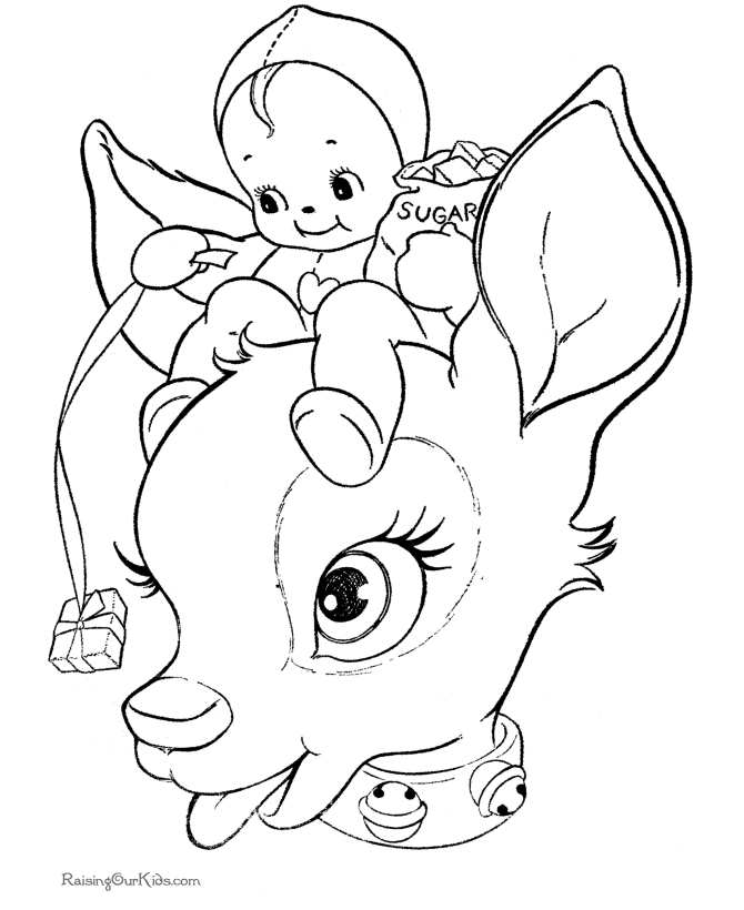 Cute Reindeer Christmas coloring pages!