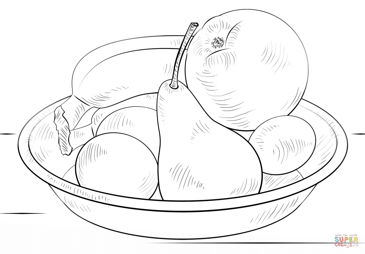 Bowl of Fruits coloring page | Free Printable Coloring Pages