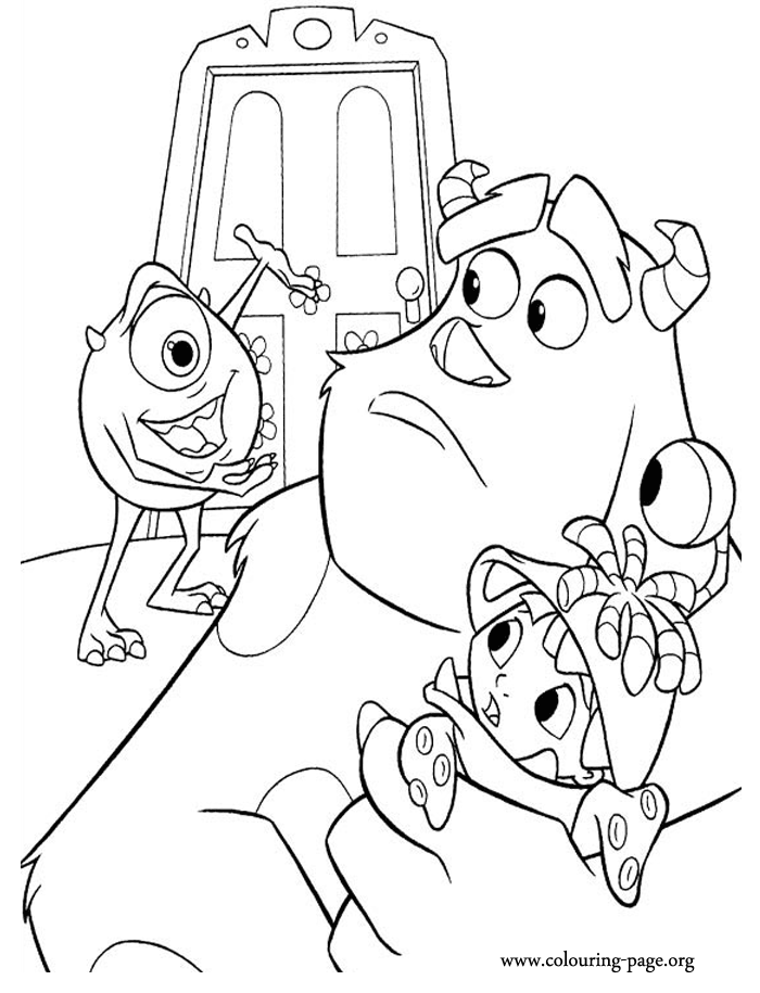Monsters, Inc. - Mike, Sulley and Boo coloring page