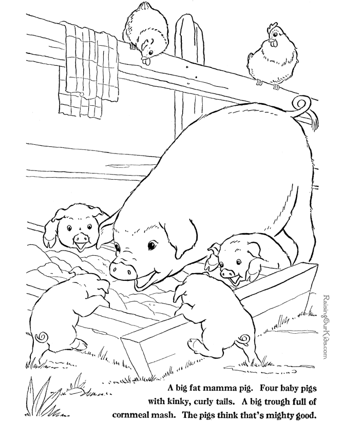 Farm Animal coloring pages - Pigs to print and color 003