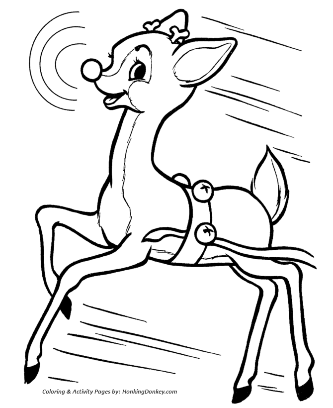 Rudolph the Red Nose Reindeer Coloring Page - Rudolph Will Go Down
