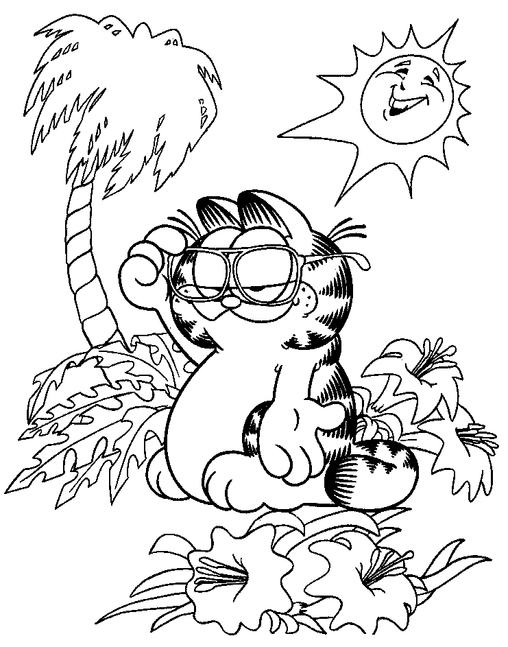 Garfield Eat Pizza Coloring pages Free | Coloring Pages For Kids