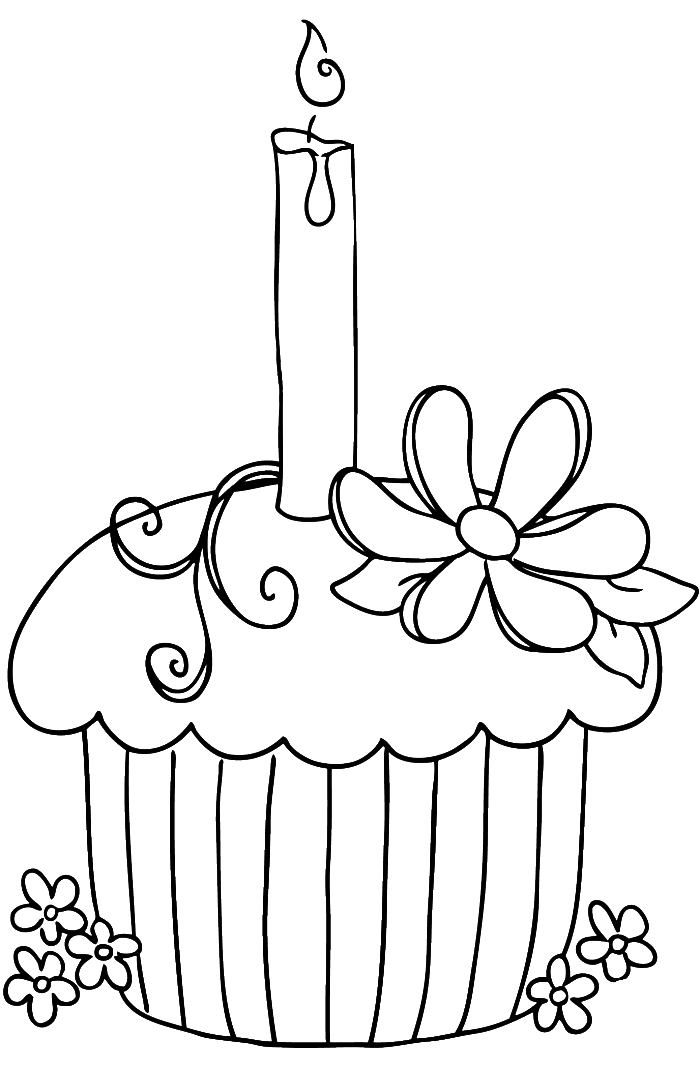 Cupcake Happy Birthday Coloring Pages - Cookie Coloring Pages