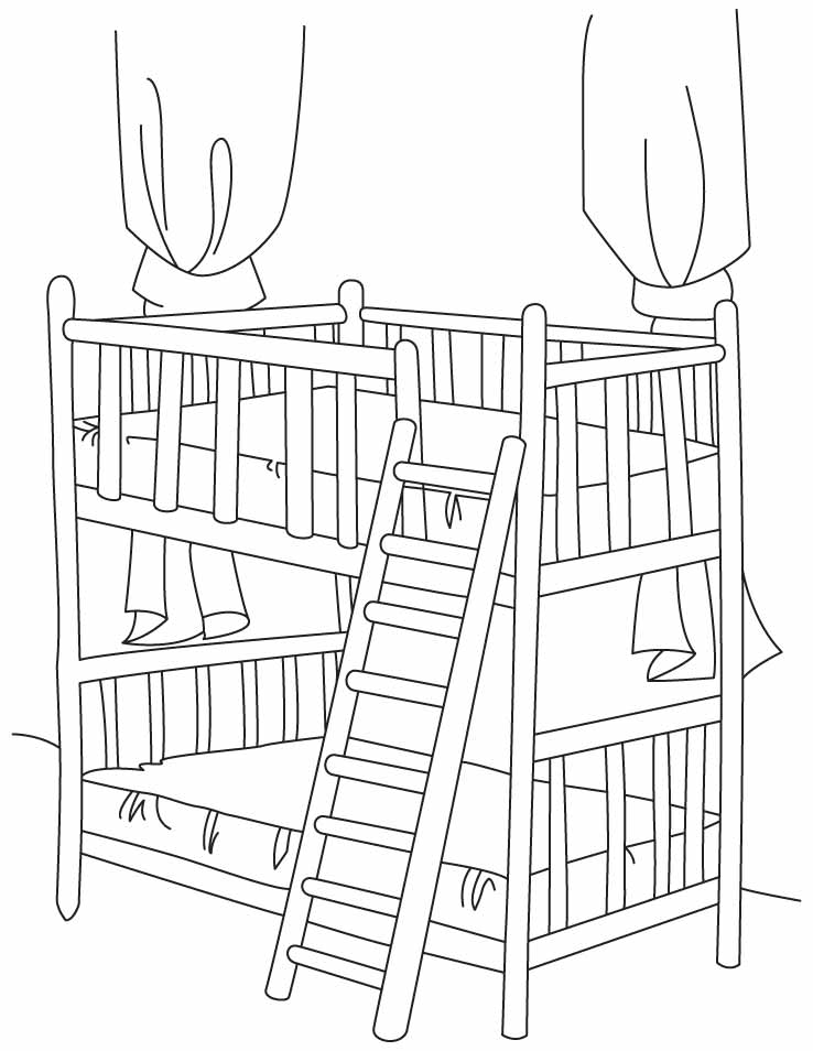 Bunk bed with stair coloring pages | Download Free Bunk bed with