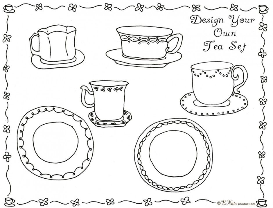 Coloring Page 14 Princess Tea Party Pinterest 174125 Tea Party