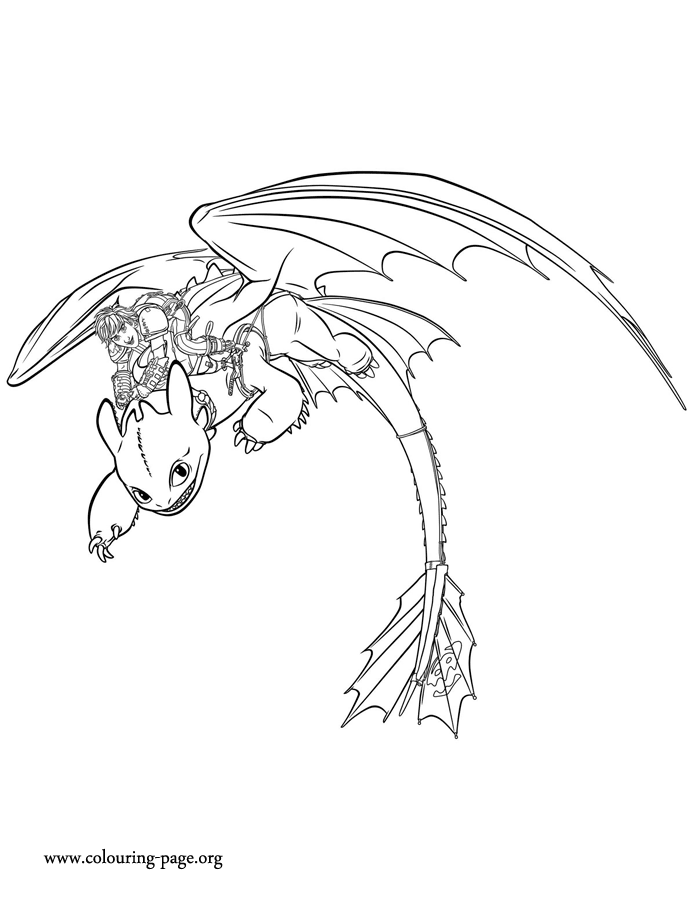 How to Train Your Dragon 2 - Hiccup and Toothless flying coloring page