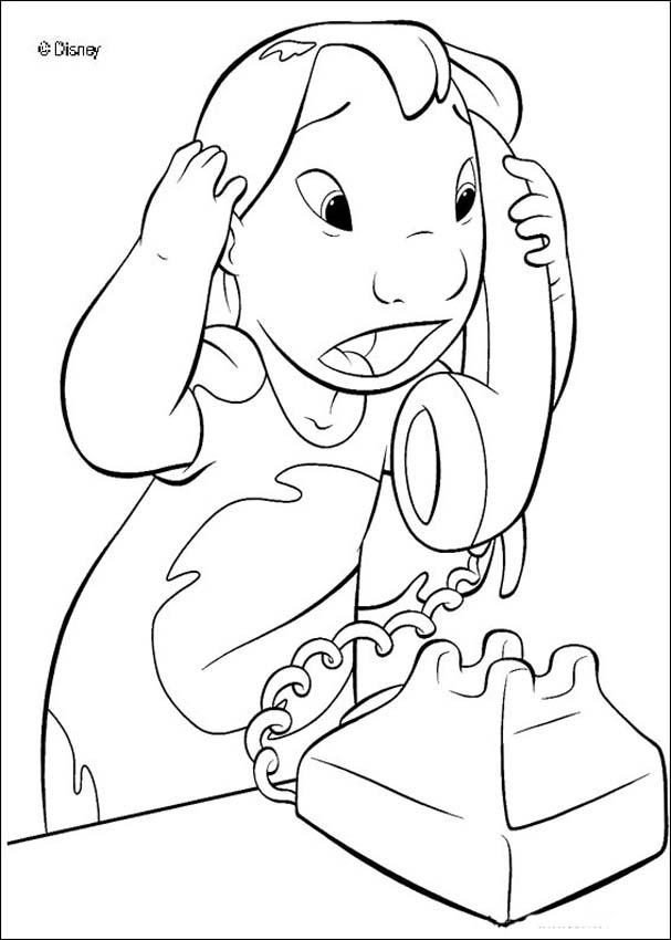 Lilo and Stitch coloring pages - Lilo on the phone