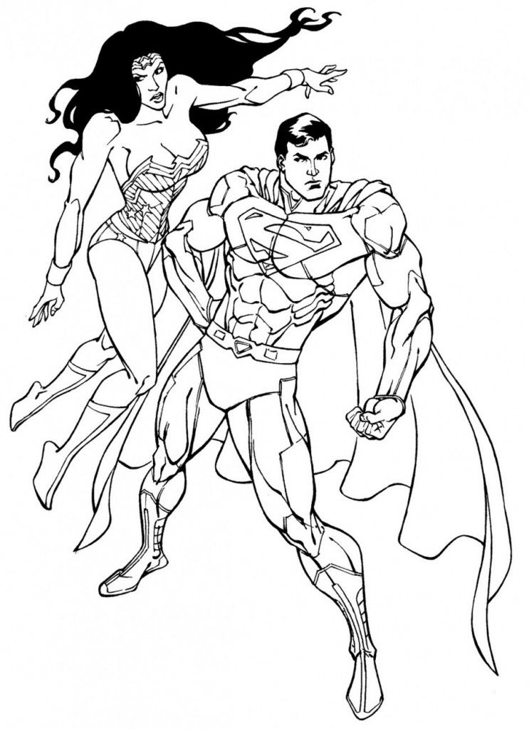 Cartoon: Easy Wonder Woman And Superman Colouring Pages Page