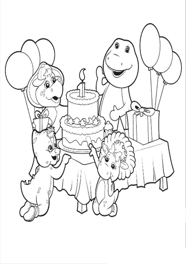 barney happy birthday coloring pages | Coloring Pages For Kids