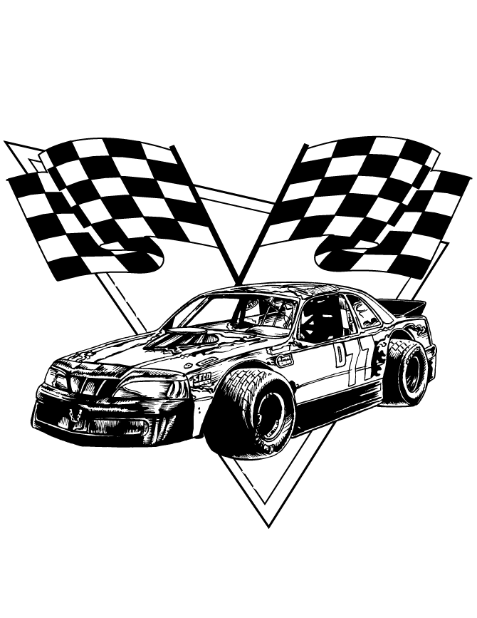 Race Car Checkered Flags Coloring Page | HM Coloring Pages