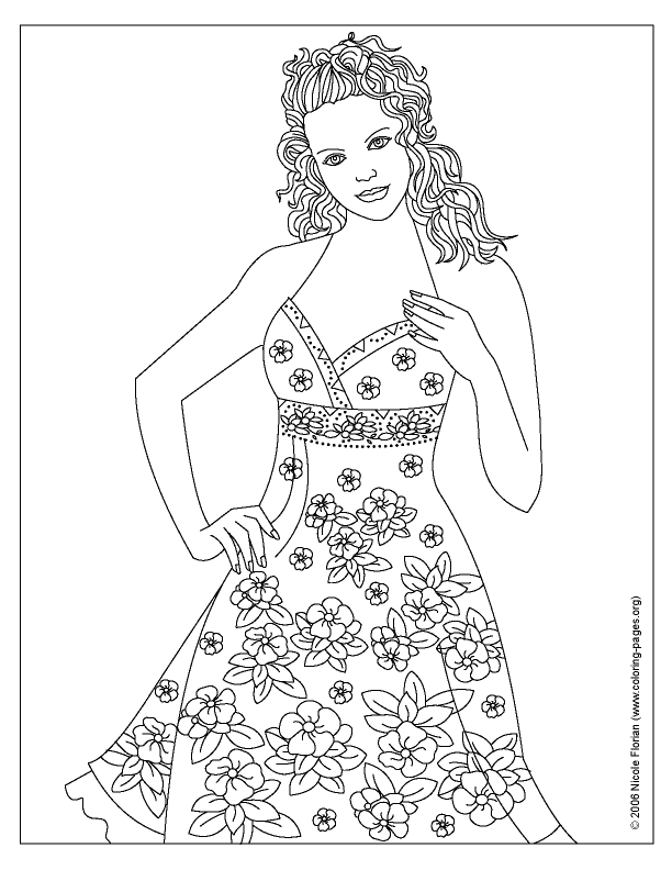 FASHION DRESSES Colouring Pages (page 2)
