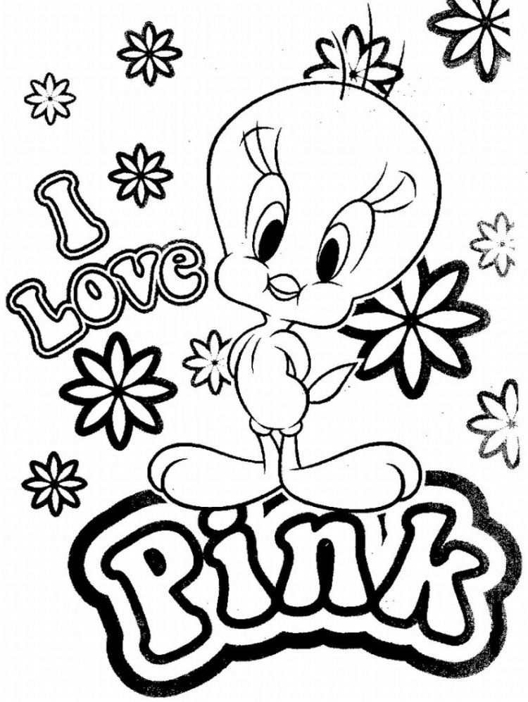 Tweety Love Pink coloring pages - Cartoon Coloring Coloring Pages