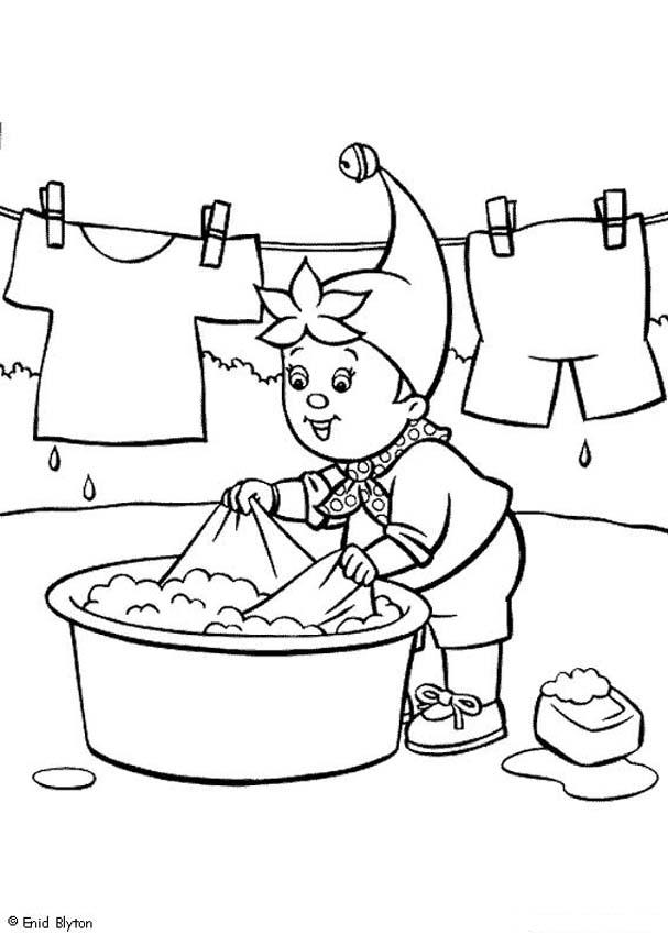 NODDY coloring pages - Noddy hand washing his clothes