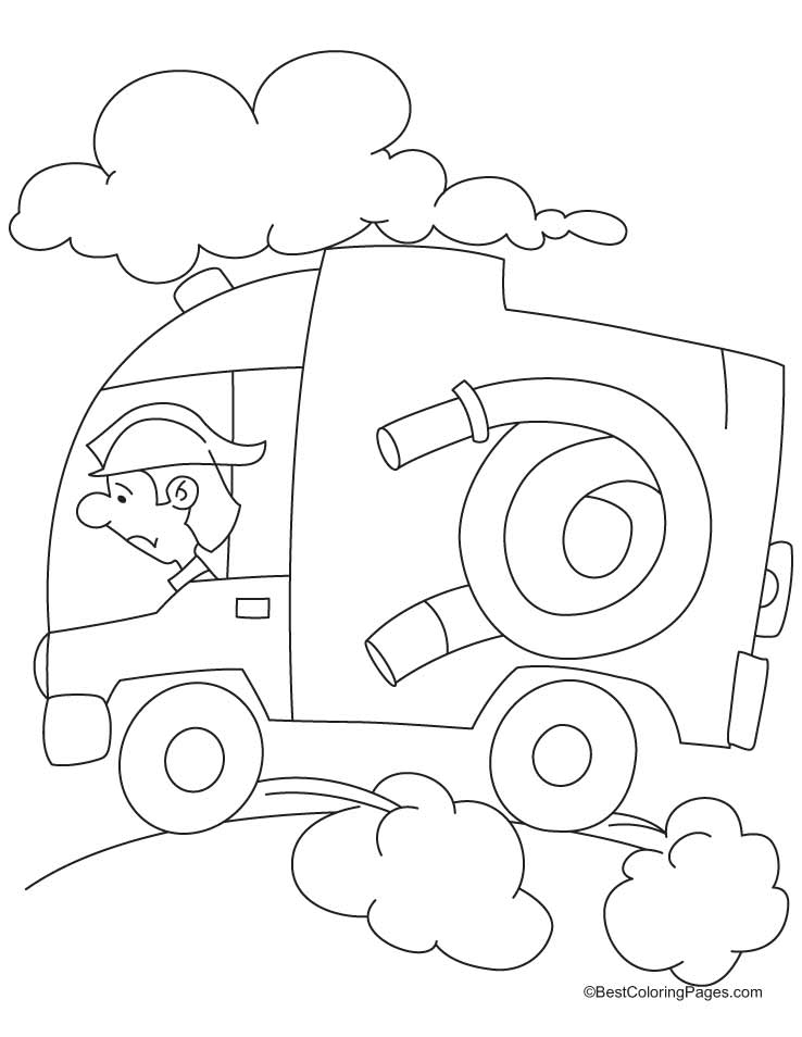 Fire engine in speed coloring pages | Download Free Fire engine in