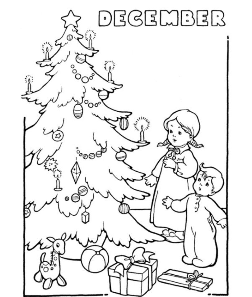 Download December Christmas Winter Coloring Page Or Print December