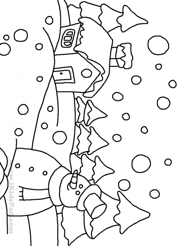 Winter Coloring Book Pages Building Snowman Gingerbread Man 258098