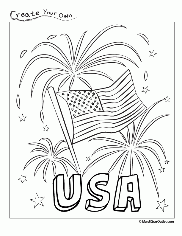 gras outlet happy fourth usa fireworks coloring page printable