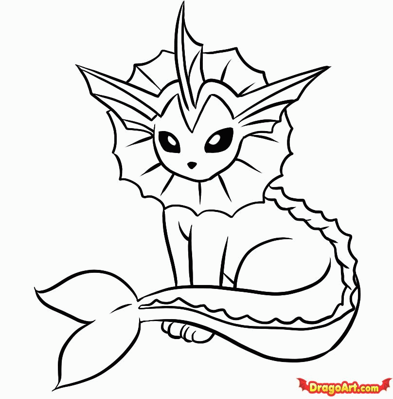 How to Draw Vaporeon, Step by Step, Pokemon Characters, Anime