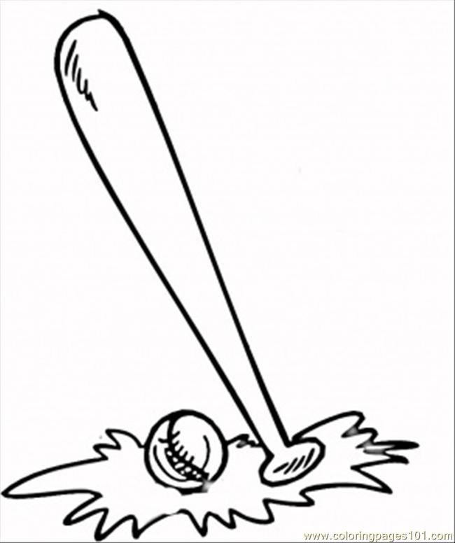 Coloring Pages Baseball Bat And Ball (Sports > Baseball) - free