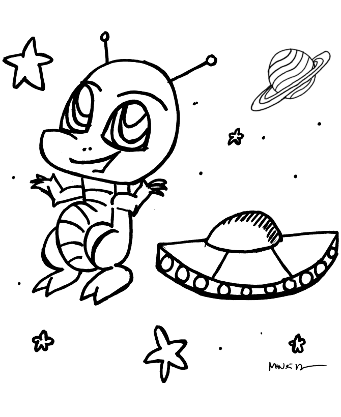 Anime Coloring Pages | Space Alien Anime Coloring Page and Kids