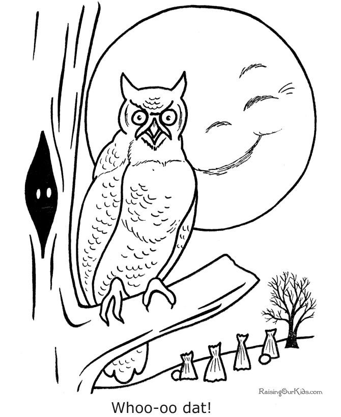 Free printable Halloween owl coloring page - 010!