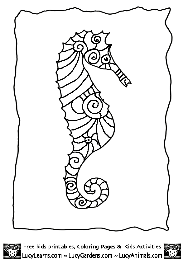 Seahorse Coloring Page,Lucy Learns Free Seahorse Coloring Sheet