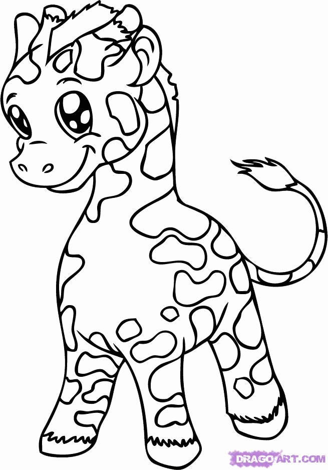How to Draw a Baby Giraffe, Step by Step, safari animals, Animals