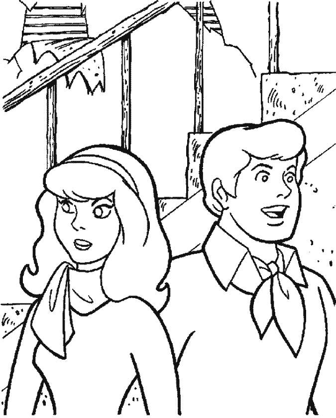 Scooby Doo Show Characters Fred With Daphne Coloring Picture