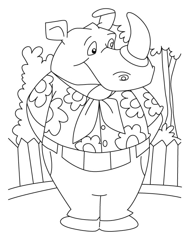 Smart rhinoceros coloring pages | Download Free Smart rhinoceros