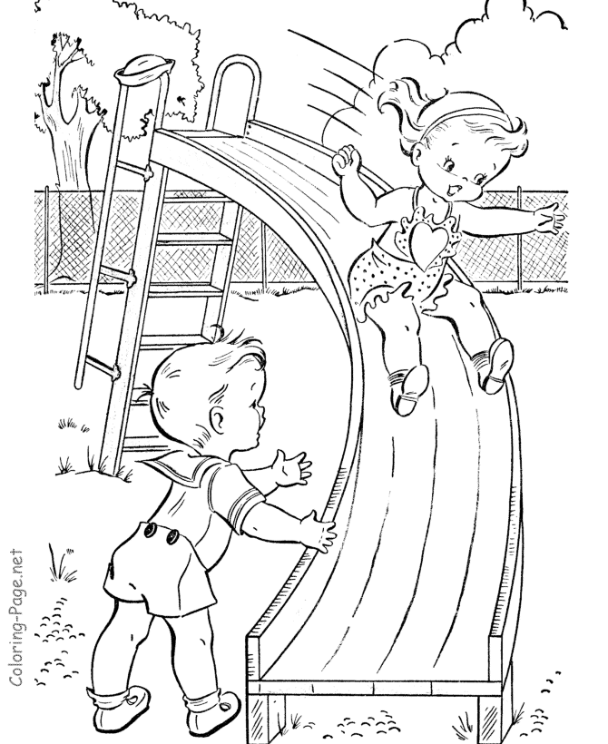 Summer coloring page - Summer playground | Summer fun!/Summercloring!…