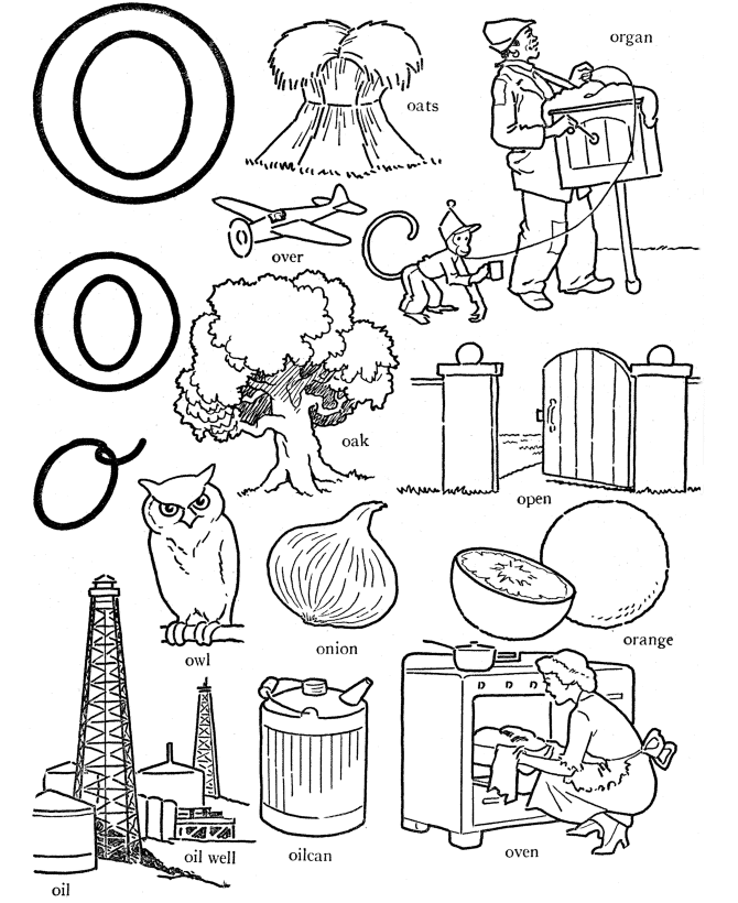 ABC Words Coloring Pages – Letter O – Oven | Free Coloring Pages