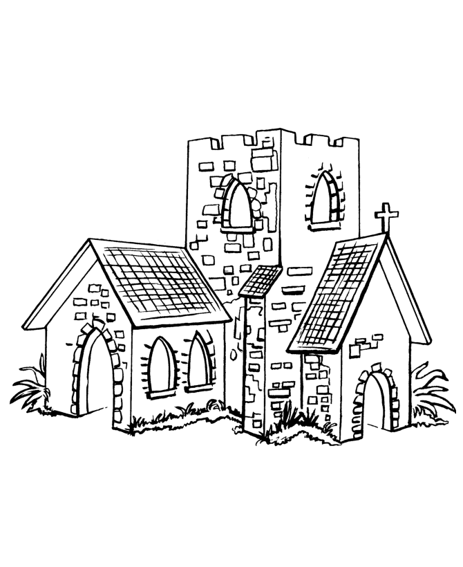 Medieval Churches Coloring Page